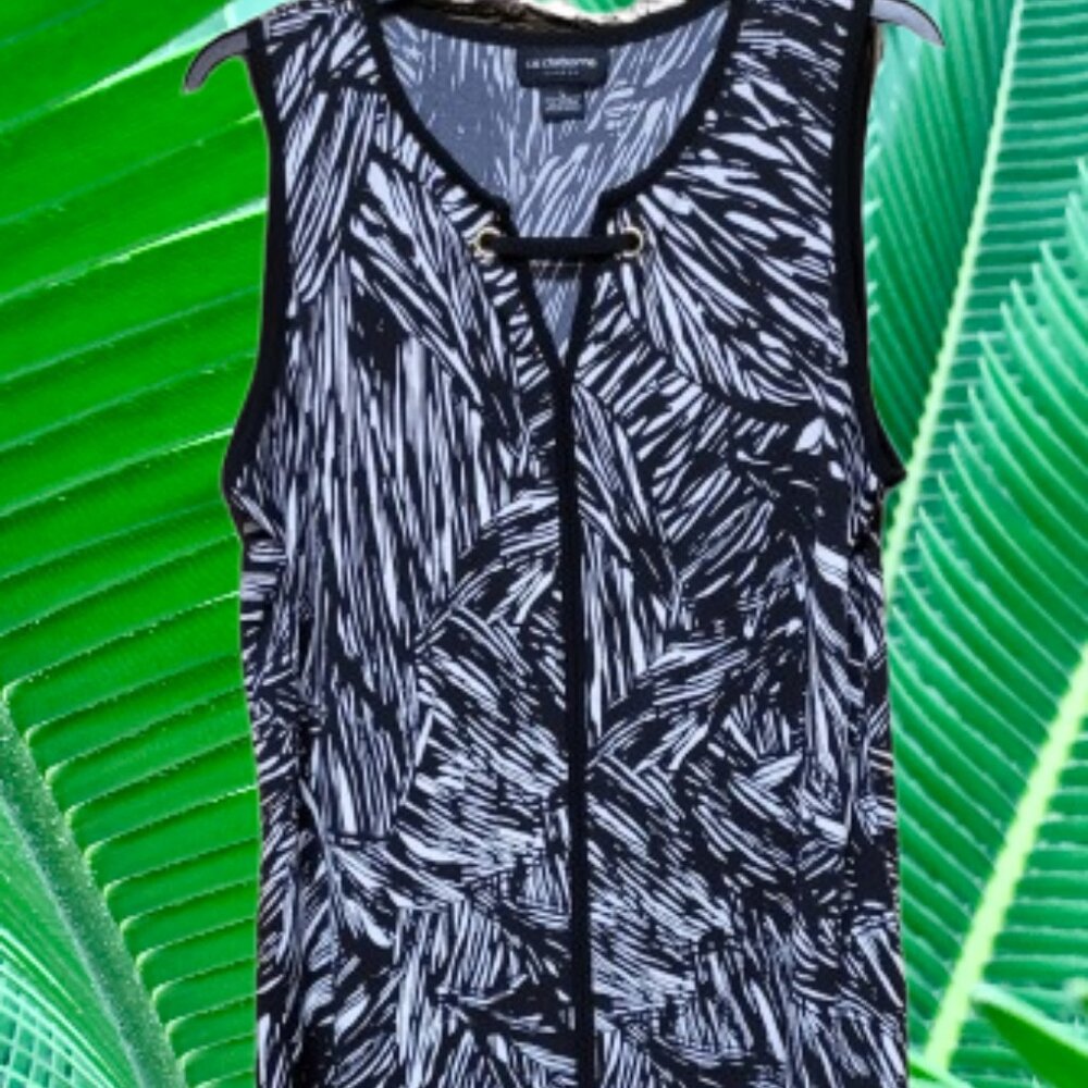 Liz Claiborne Career Size Large Black & White Palm Business Casual Key H…